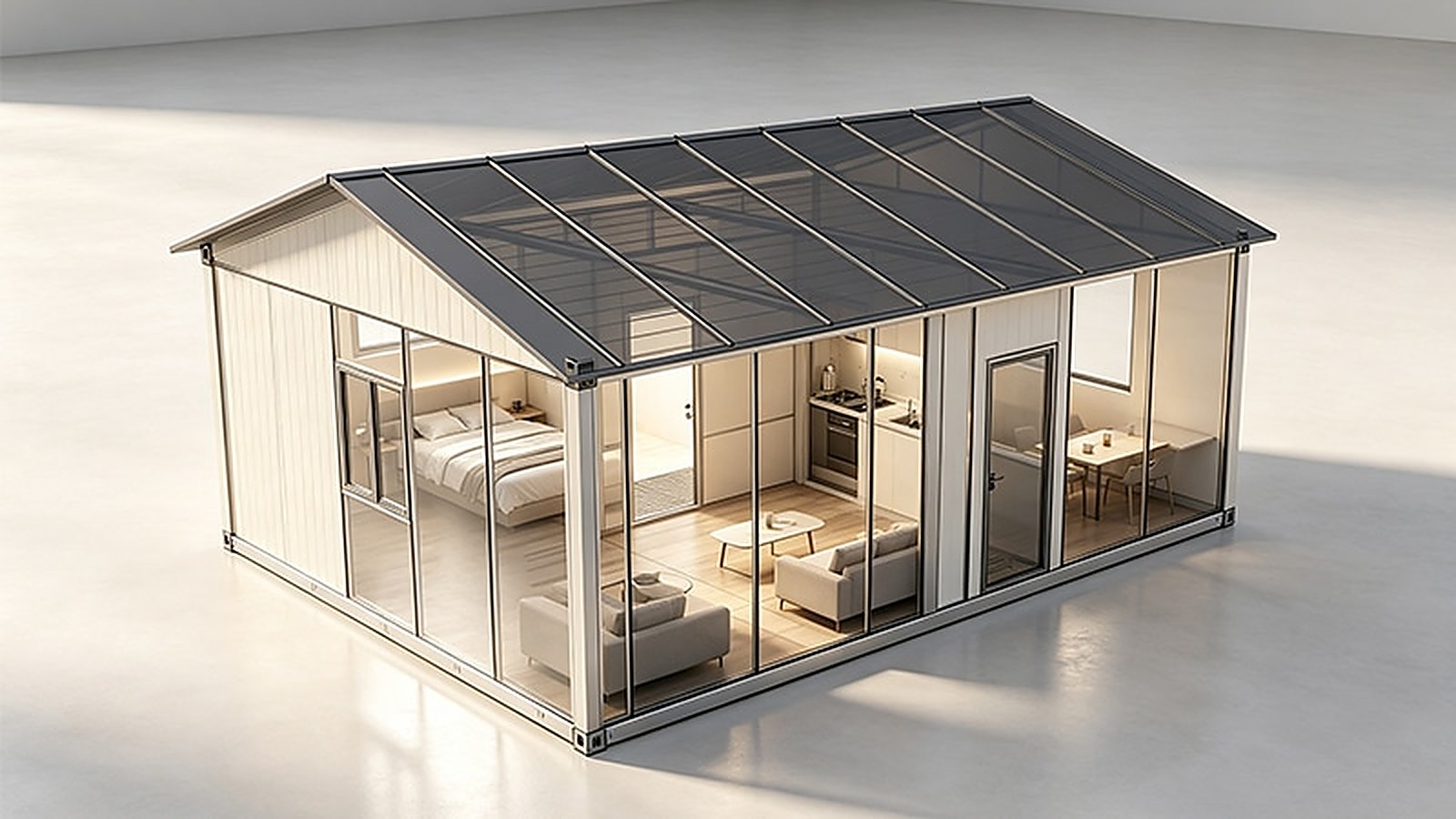 1 Bedroom 1 Living Room Fully Furnished Gable Roof Modular Prefab House - Image 4