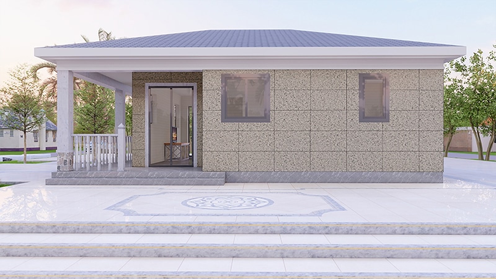 British Courtyard Light Steel Villa - Image 2